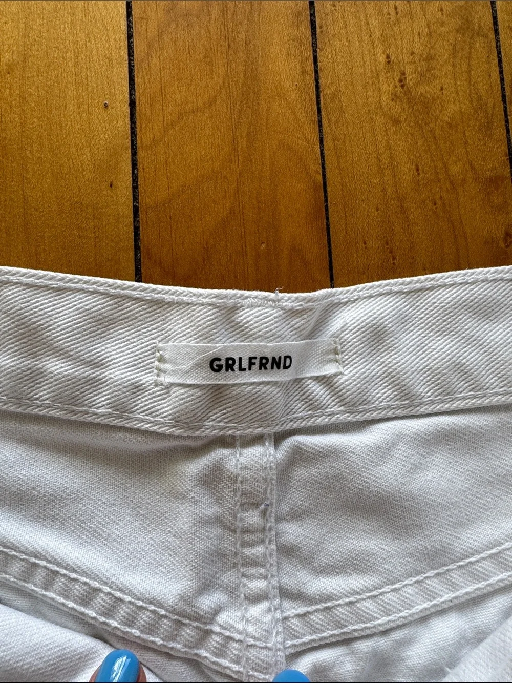 GRLFRND White Distressed Denim Short Shorts Adriana